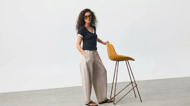 מכנסיים ארוכים דקים בגזרת BARREL