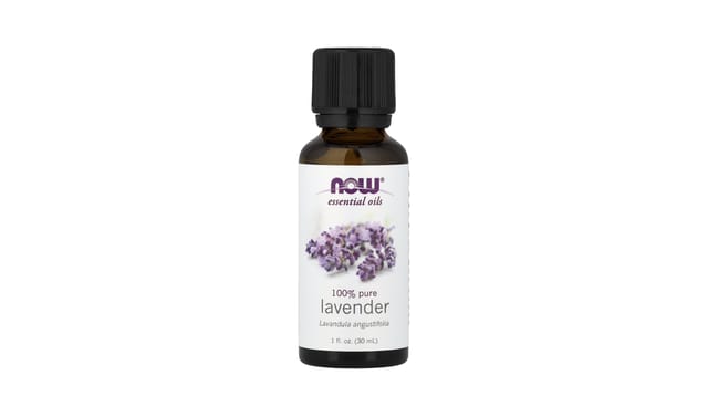 iHerb - בקבוקון זכוכית חום עם פקק שחור של NOW Foods, שמן לבנדר טהור 100%, 30 מ"ל