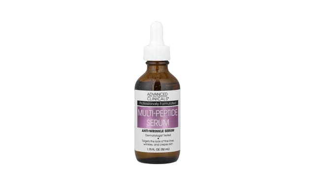 iHerb - בקבוק זכוכית חום עם פיפטה לבנה של סרום מולטי-פפטיד אנטי-אייג'ינג מבית Advanced Clinicals
