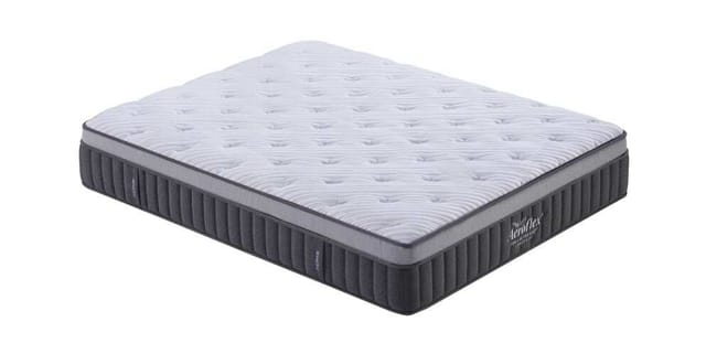 אירופלקס - מזרן Beauty Sleep לבן עם שוליים אפורים כהים, מרופד ומקווצן, על רקע לבן