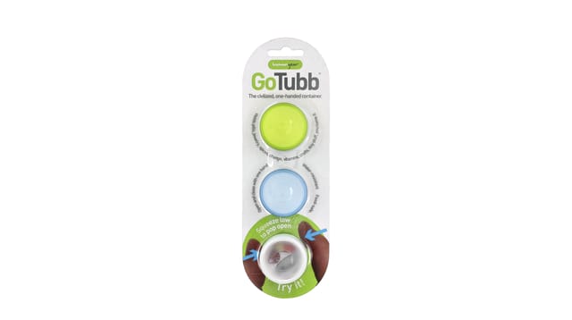 iHerb - מארז 3 קופסאות GoTubb של Humangear בצבעי ירוק וכחול בהיר, באריזת קרטון לבנה