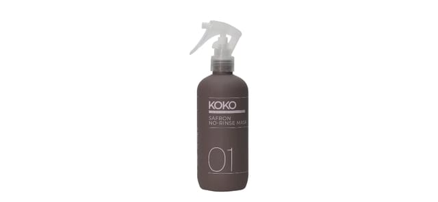 Hair & co - בקבוק ספריי חום כהה של מסכה ללא שטיפה זעפרן KOKO עם ראש משאבה שקוף