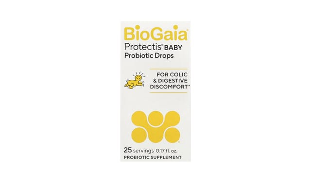 iHerb - קופסת טיפות פרוביוטיות Protectis Baby של BioGaia בצבע לבן וצהוב, לתינוקות עם קוליק