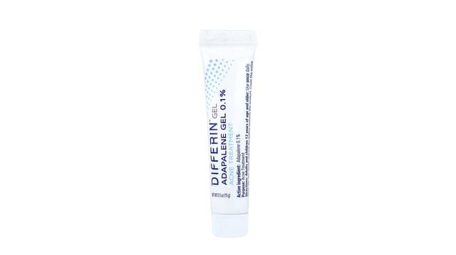 iHerb - שפופרת לבנה של ג'ל אדאפאלן 0.1% לטיפול באקנה מבית Differin, על רקע לבן
