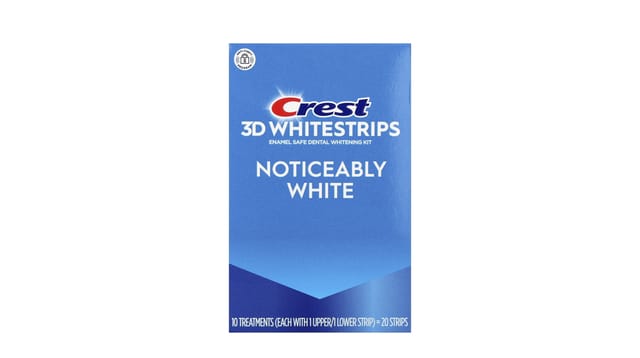 iHerb - קופסת רצועות הלבנת שיניים Crest 3D Whitestrips בצבע כחול עם כיתוב לבן