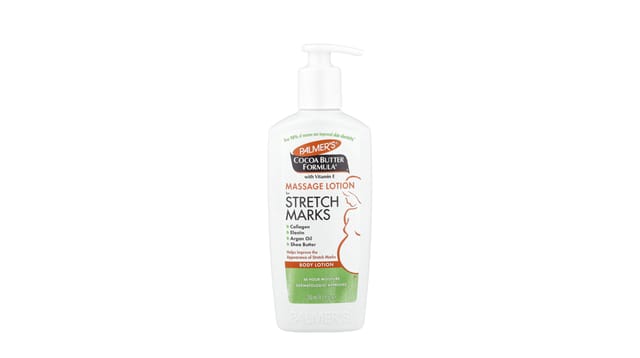 iHerb - בקבוק משאבה לבן של Palmer's לושן עיסוי למניעת סימני מתיחה עם חמאת קקאו וויטמין E