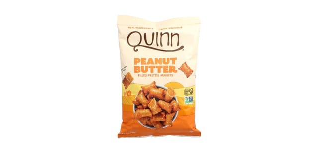 iHerb - שקית קווין בגוונים בז' וכתום עם נאגטס בייגלה ממולאים חמאת בוטנים