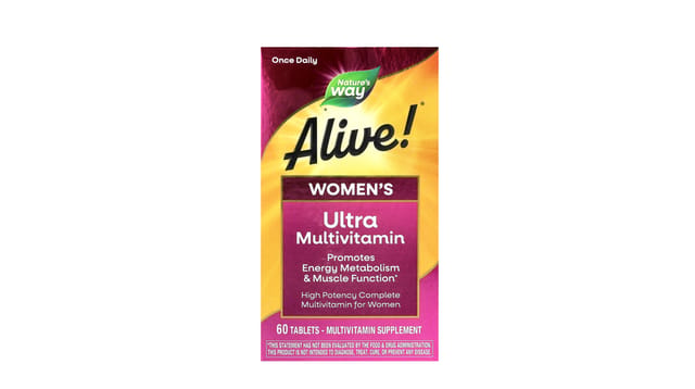 iHerb - קופסת מולטי ויטמין אולטרה לנשים של Nature's Way Alive!, עיצוב ורוד וצהוב, 60 טבליות