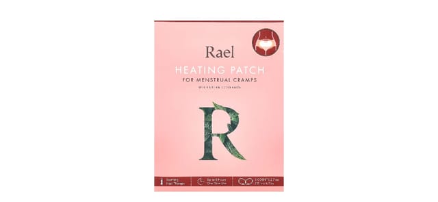 Rael - קופסת מדבקות חימום ורודה להקלה על כאבי מחזור, עם לוגו עלים ירוקים, 3 יחידות