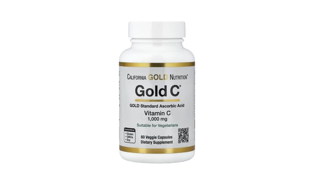 iHerb - בקבוק לבן עם מכסה לבן של ויטמין C גולד סי מ-California Gold Nutrition, 1000 מ"ג, 60 כמוסות