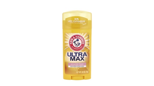 iHerb - דאודורנט אנטיפרספירנט UltraMax של Arm & Hammer בניחוח Powder Fresh, מארז סטיק צהוב, 73 גרם