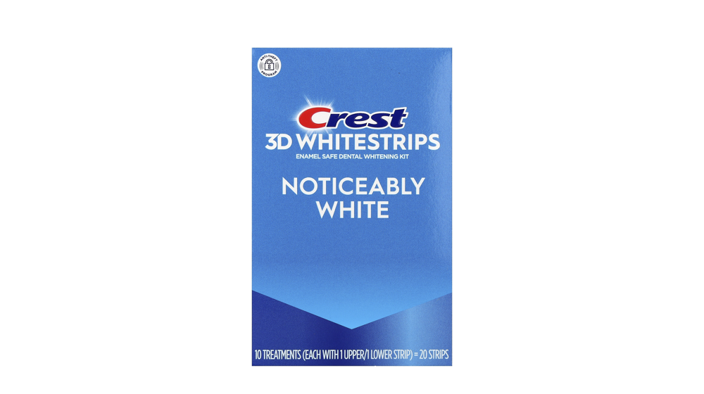 iHerb - קופסת רצועות הלבנת שיניים Crest 3D Whitestrips בצבע כחול עם כיתוב לבן