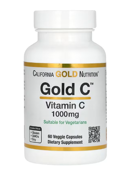 California Gold Nutrition‏, Gold C, ויטמין C בדרגת USP, ‏1,000 מ"ג, 60 כמוסות צמחיות