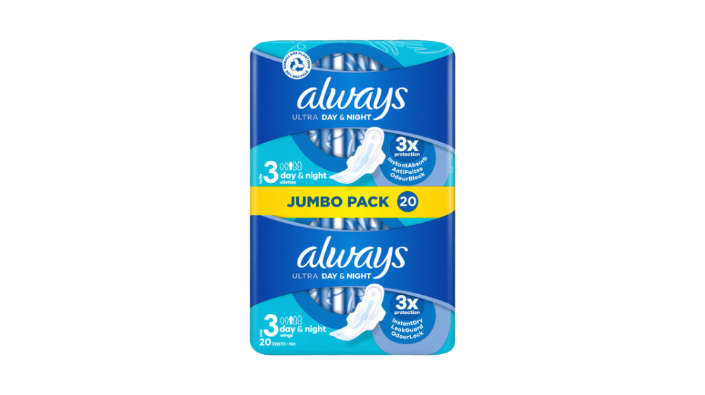 אולוויז תחבושות אולטרה עם כנפיים לילה אריזת ג'מבו