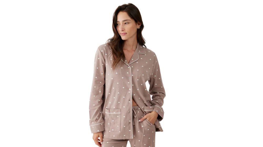 פיג'מה מכופתרת לבבות 100% כותנה ב - 87.97 ₪