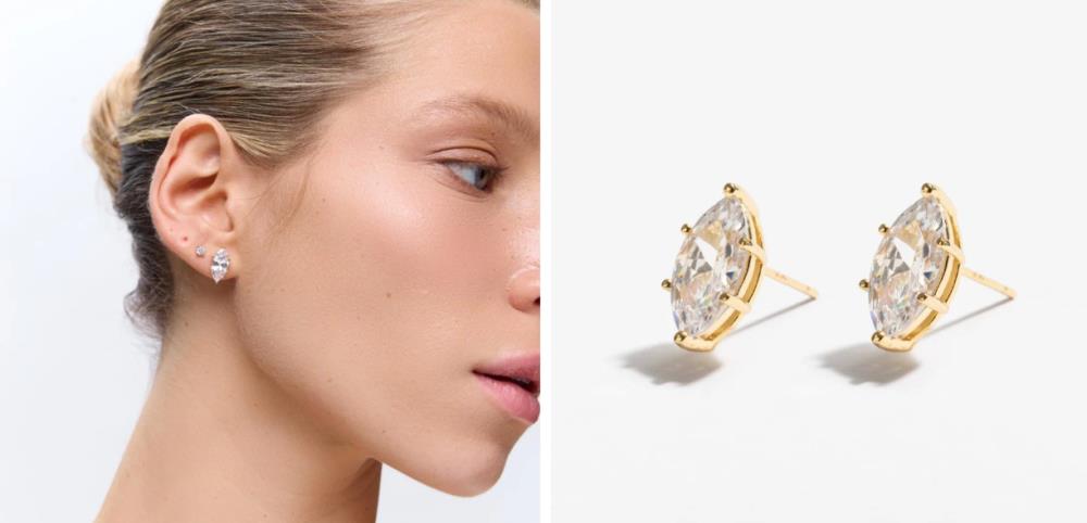 עגילי Ian זהב קריסטל