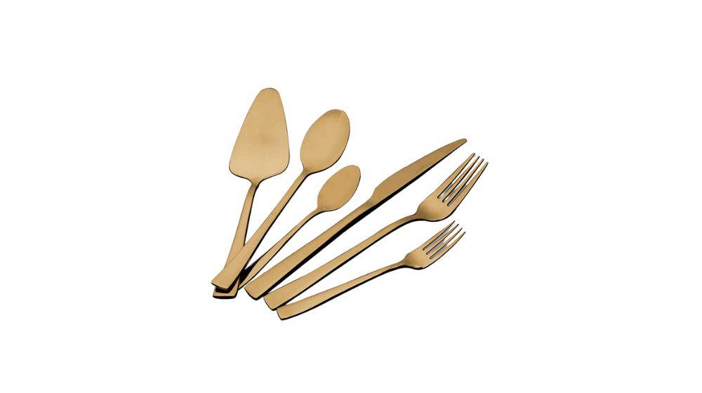 סט סכו"ם יוקרתי 61 חל' זהב Crystalin Flat Gold