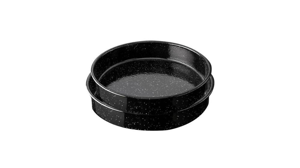 סט 2 תבניות עגולות אמייל 26X6 / 32X6 ס"מ ENAMELWARE שחור 
