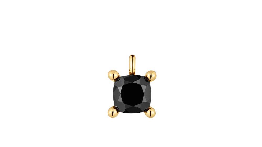 תליון בשיבוץ אבן חן Color Black מכסף ועליו זהב 18 קראט