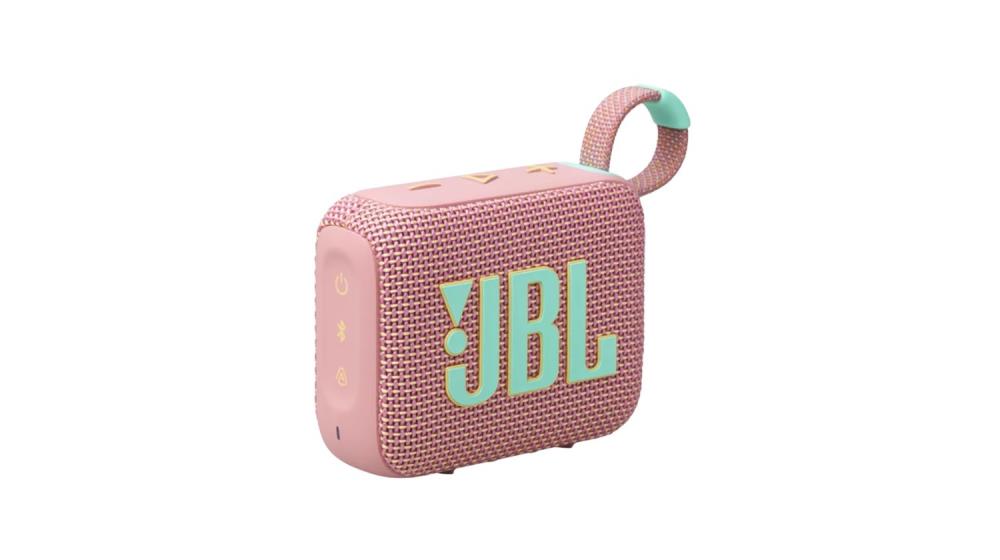 רמקול JBL Go 4 ורוד נייד עם סאונד עוצמתי ועמידות למים