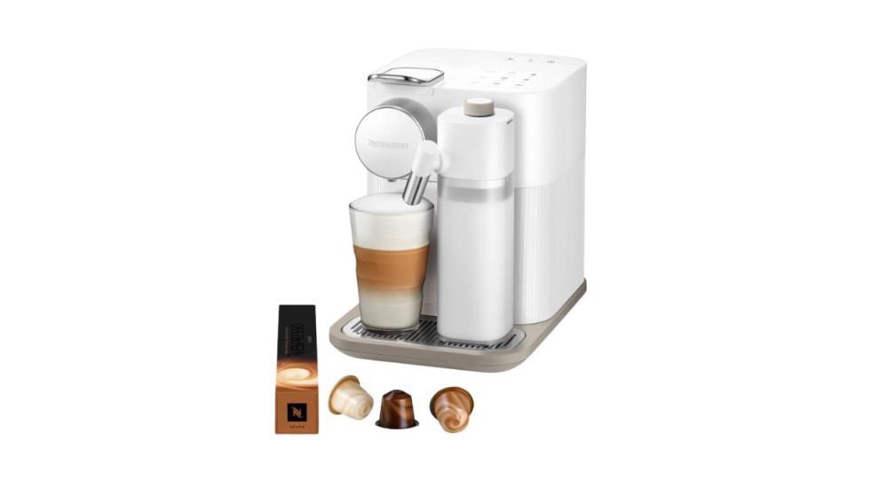 מכונת קפה ומקציף חלב מובנה NESPRESSO Gran Lattissima בצבע לבן
