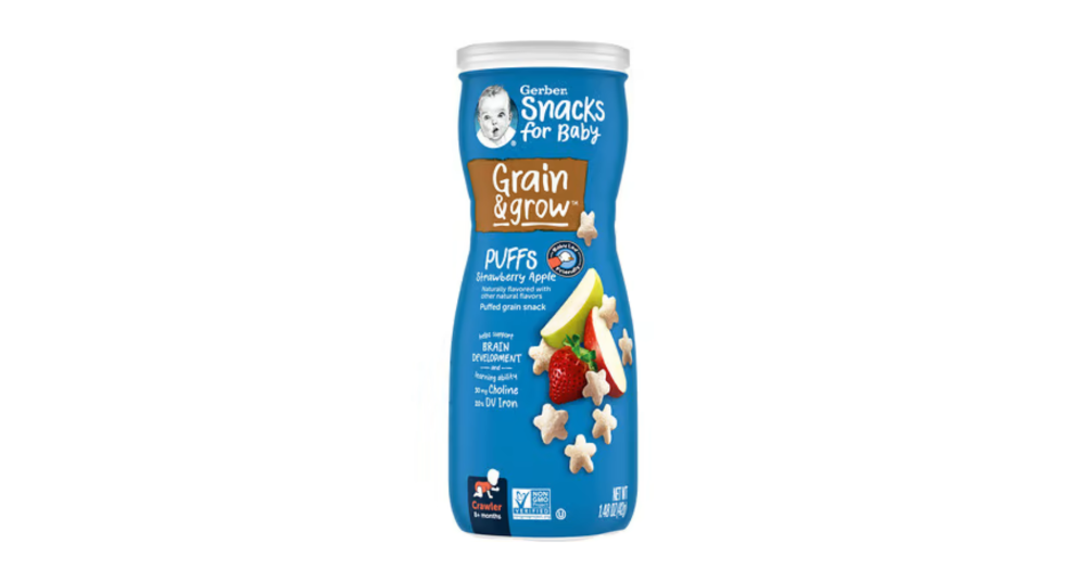 חטיף Gerber Grain & Grow Puffs בטעם תות-תפוח 12.62 ₪