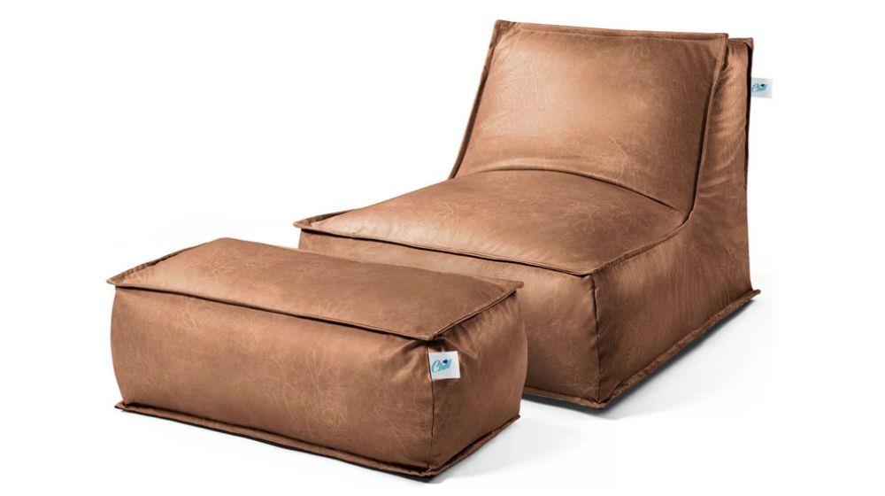 סט כורסא זואי והדום דמוי עור ברונזה 922 ₪